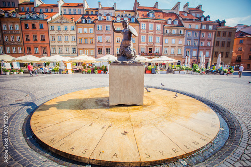 Mermaid monument in Warsaw, Poland