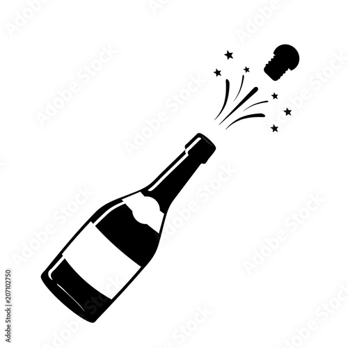 Champagne icon. Black silhouette of a champagne bottle. Iconography. Vector