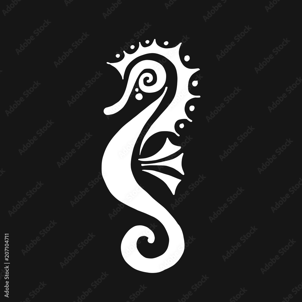 Seahorse silhouette, sketch for your design Seahorse silhouette, sketch for your design