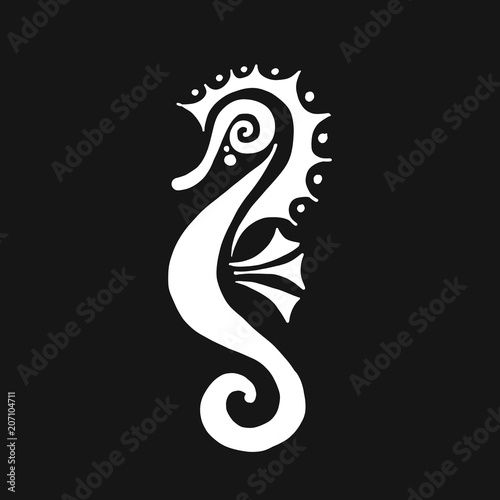 Seahorse silhouette, sketch for your design