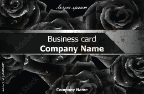 Black roses luxury background Vector. Elegant flowers decor card. Business ca...