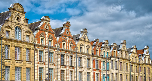 Houses with pediment, Flemish architecture  in Place des Heros (heroes square) in Arras, North of France