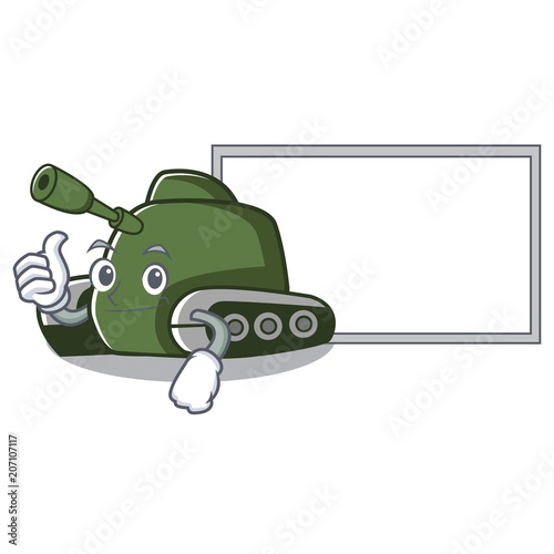 Thumbs up with board tank character cartoon style