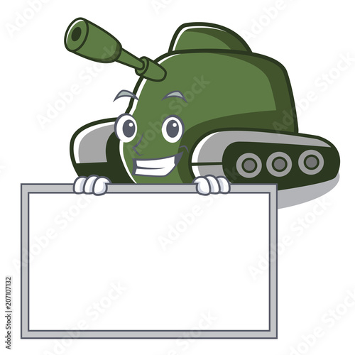 Grinning with board tank character cartoon style