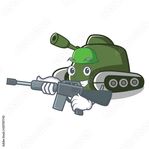 Army tank character cartoon style photo