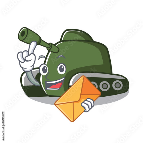 With envelope tank character cartoon style
