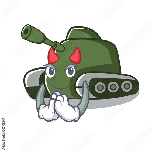 Devil tank mascot cartoon style