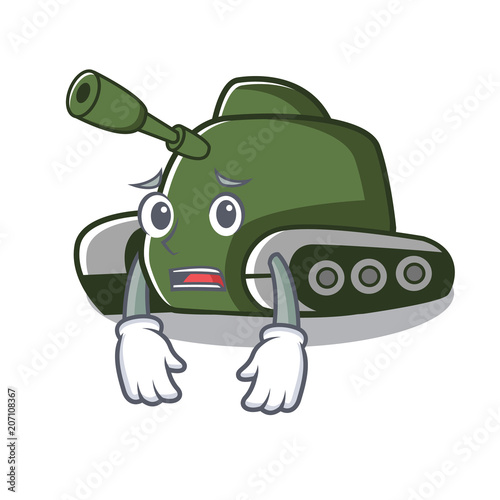 Afraid tank mascot cartoon style