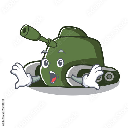 Surprised tank mascot cartoon style