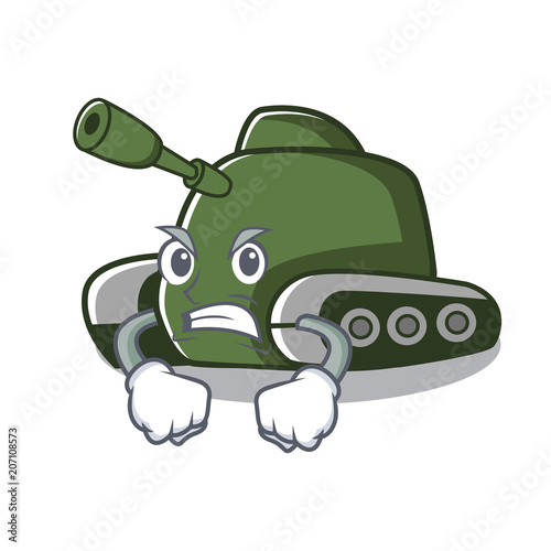 Angry tank mascot cartoon style