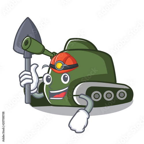 Miner tank mascot cartoon style