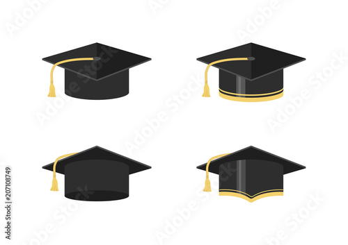 Vector illustration. Graduation cap or hat vector illustration in the flat style.