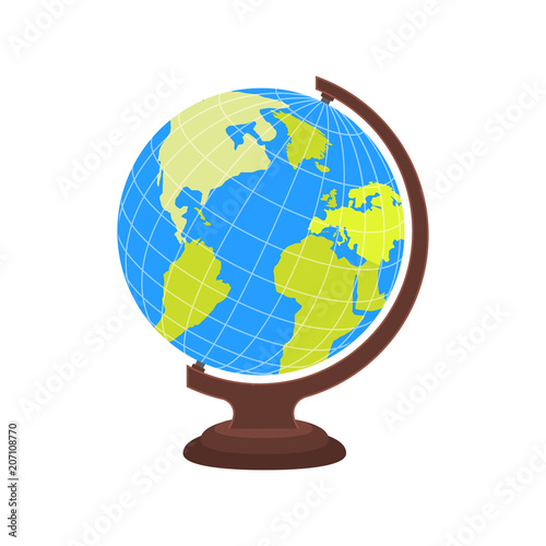 Vector illustration. School globe isolated on white background.