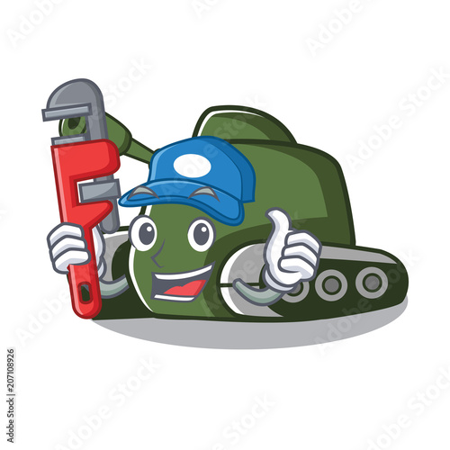 Plumber tank mascot cartoon style