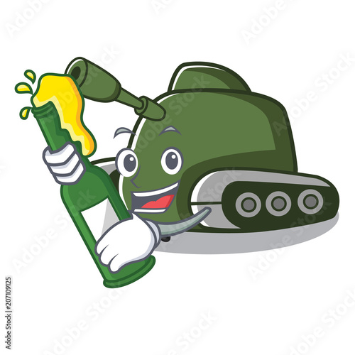 With beer tank mascot cartoon style