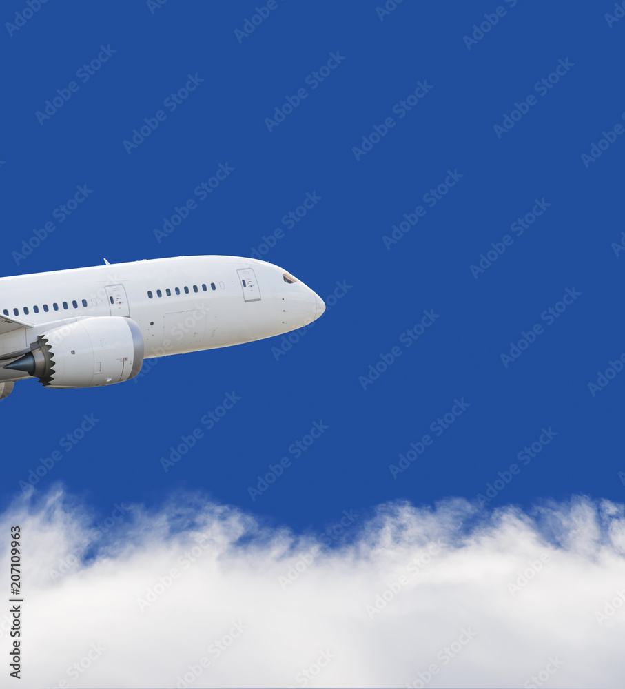 Airplane flying over blue sky and white cloud