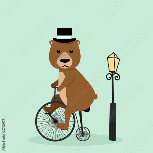 Cute bear riding a bycicle