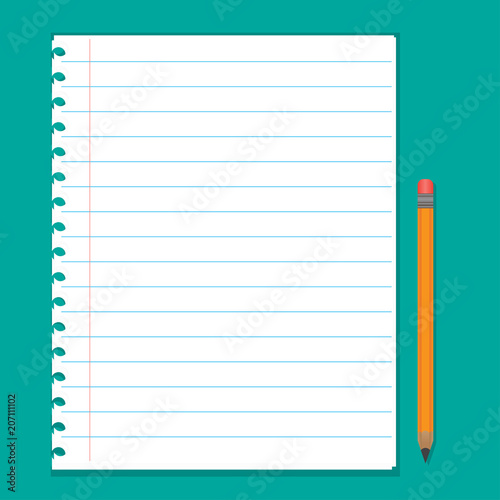 Paper sheet with a pencil