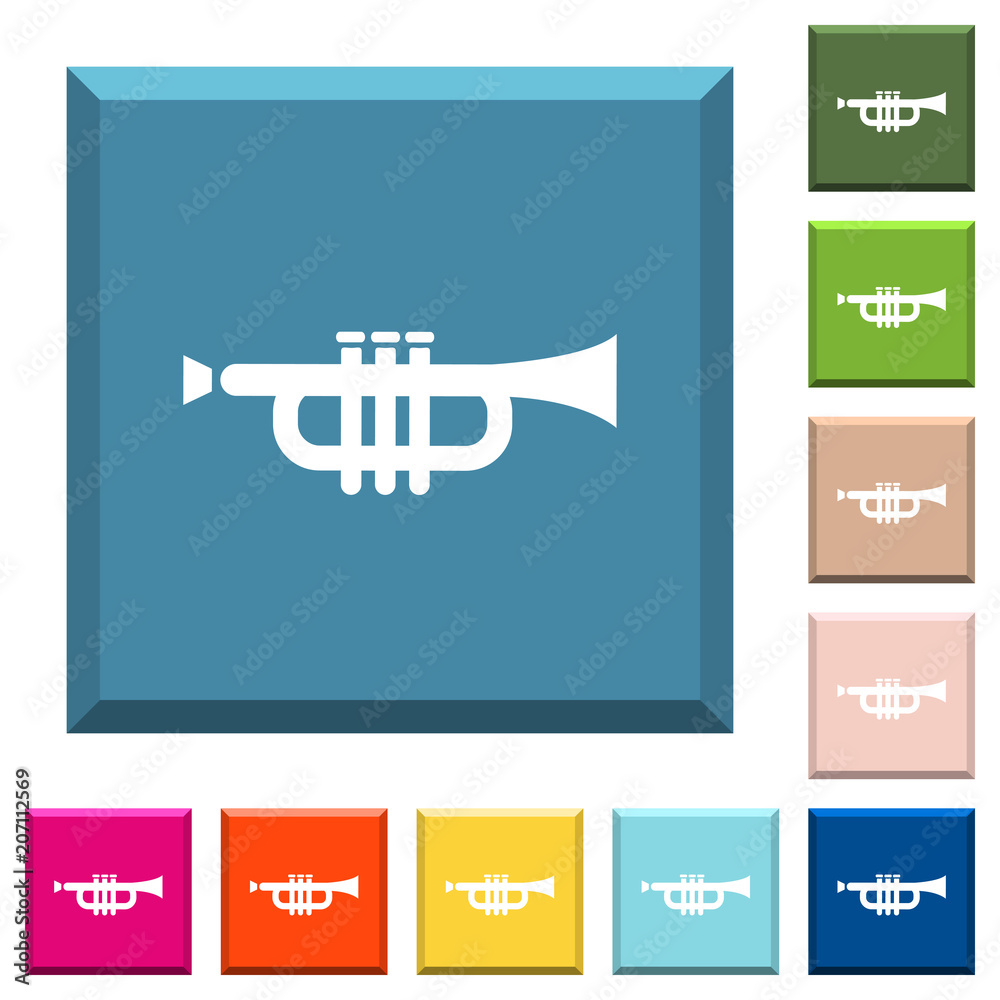 Trumpet white icons on edged square buttons Trumpet white icons on edged square buttons