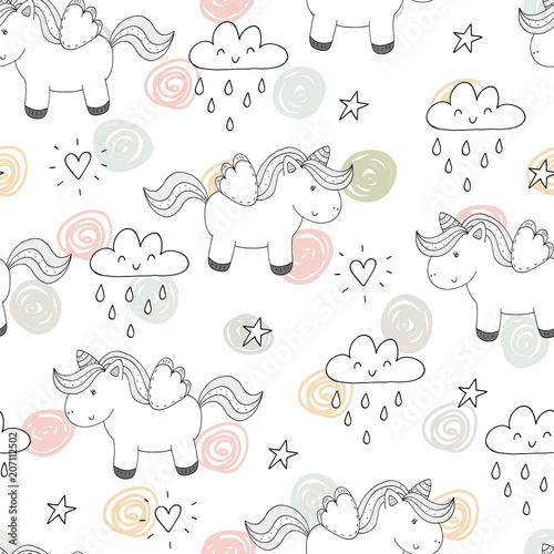 cute unicorn vector pattern