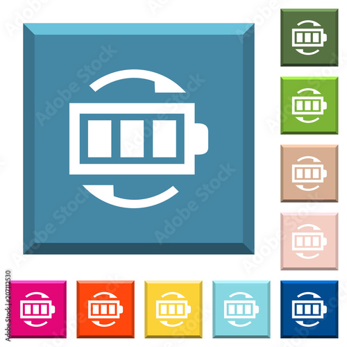 Rechargeable battery white icons on edged square buttons