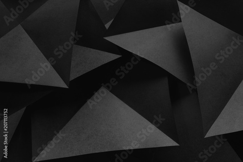 Conceptual composition with black geometric shapes, abstract background © Allusioni