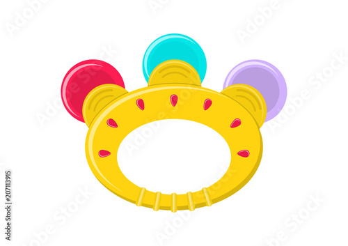 Vector illustration. Baby rattle in a flat style on a white background.