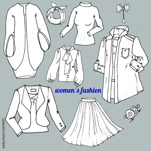 Woman's fashion scetch vector clothes