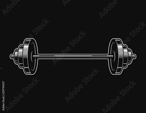Vintage metal barbell icon