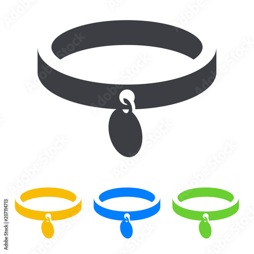 Icono plano collar de mascota en espacio negativo en varios colores