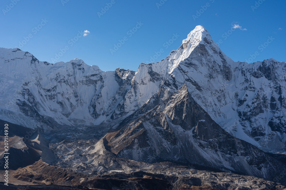 Ama Dablam mountain peak, iconic peak of Everest region, Himalayas mountain range, Nepal