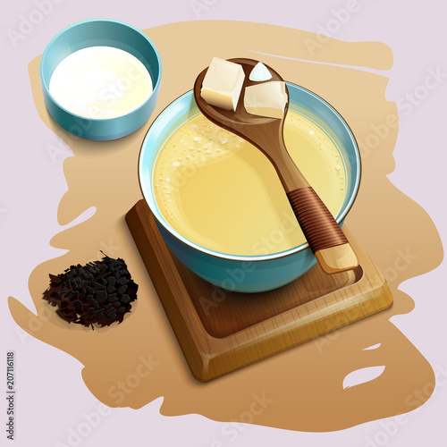 Tea culture. Tibet tea. Po cha.
