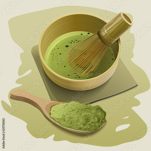 Matcha.Japanese tea ceremony. Vector illustration