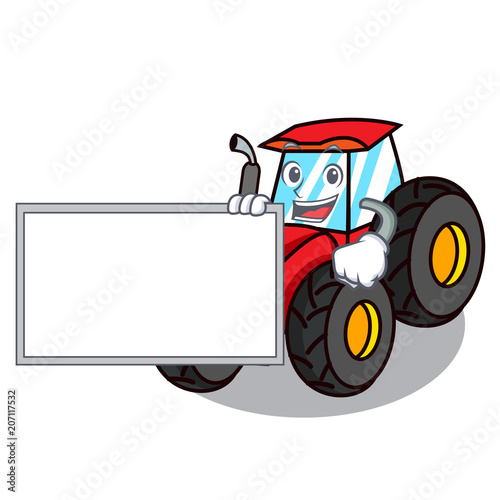 With board tractor character cartoon style photo