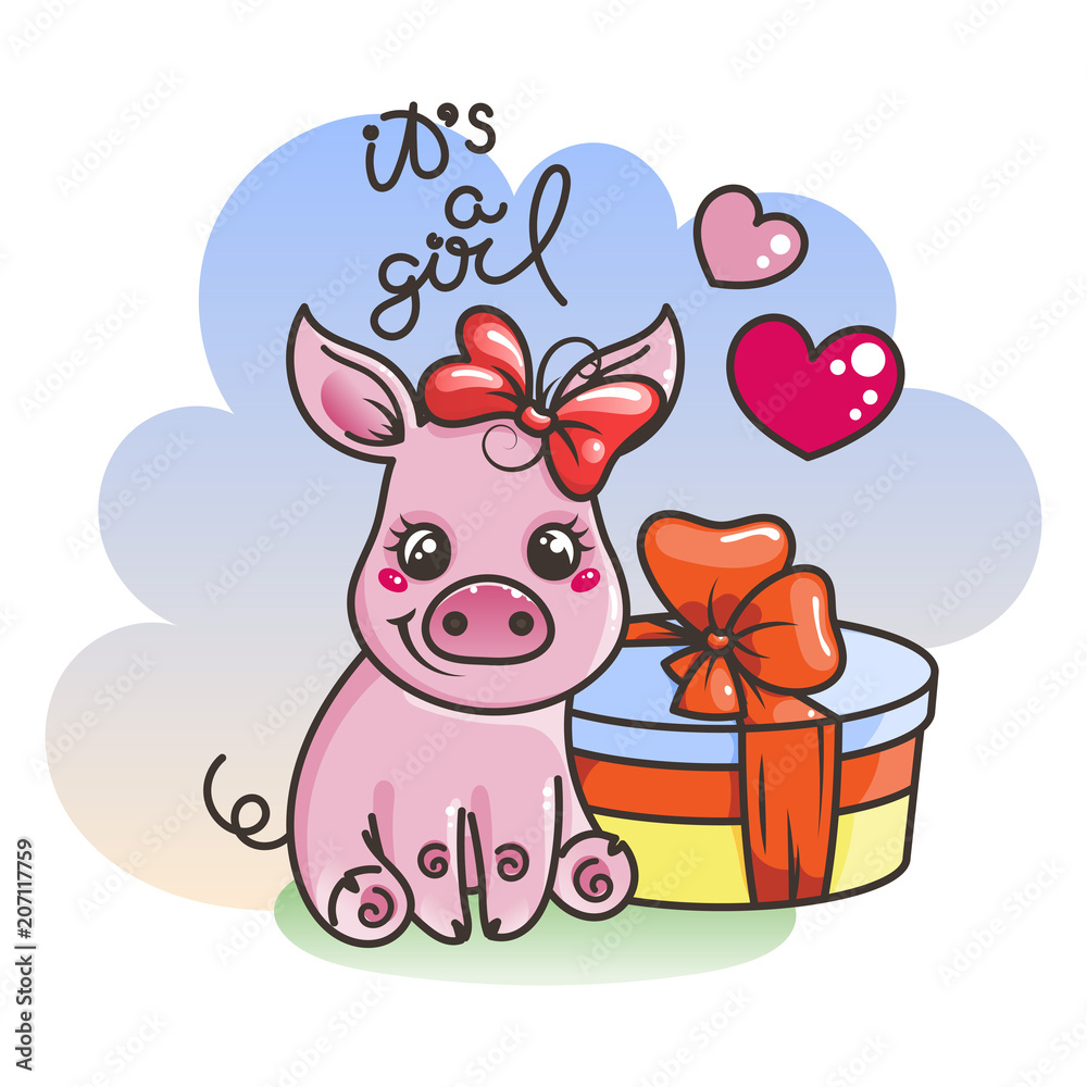Cute cartoon baby pig in a cool rainbow glasses Cute cartoon baby pig in a cool rainbow glasses