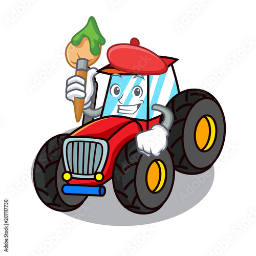 Artist tractor character cartoon style photo