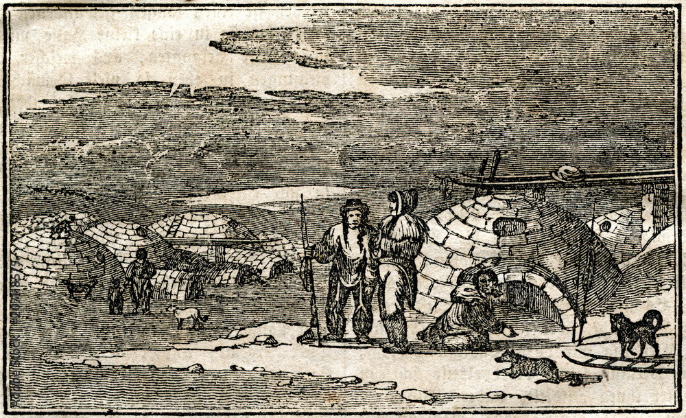 Eskimo village from the snow huts (from Das Heller-Magazin, January 25, 1834)
