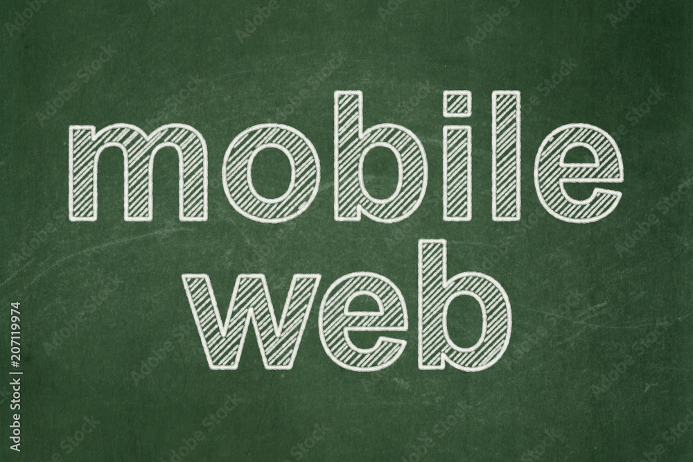 Obraz premium Web design concept: text Mobile Web on Green chalkboard background