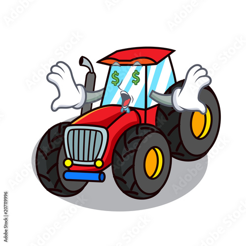 Money eye tractor mascot cartoon style photo