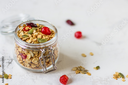 Granola with pumpkin seeds and dried berries