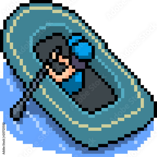 vector pixel art rafting