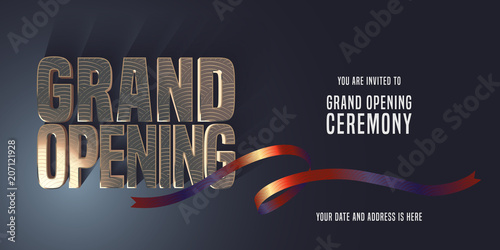Grand opening vector banner, invitation
