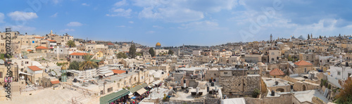 Photography Panoramic view to Jerusalem Old city and the Temple Mount, Dome of the Rock and