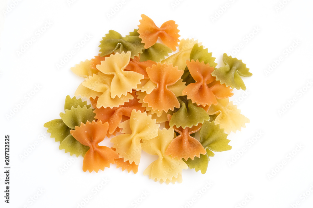 pasta in the form of a bow on white background pasta in the form of a bow on white background
