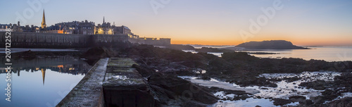 Saint Malo  Fort National and beach during Low Tide. Brittany  France  Europe.