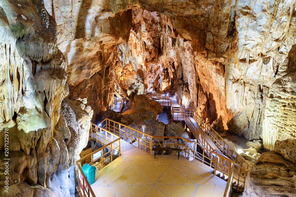 Scenic view of underground passageway inside Tien Son Cave