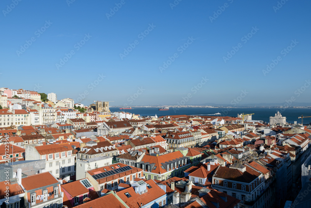 Elevated view of Lisbon skyline.