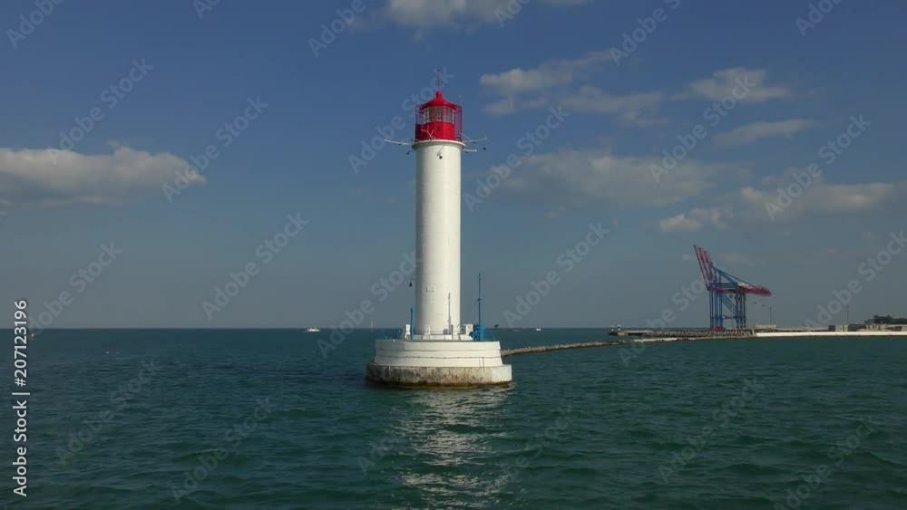 Lighthouse in the port of Odessa, Ukraine.