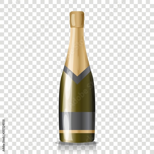 A bottle of champagne 3d reaistic  vector icon. Champagne symbol of the holiday. photo