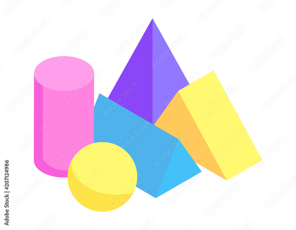 Obraz premium Different Geometric Prisms Collection Color Banner